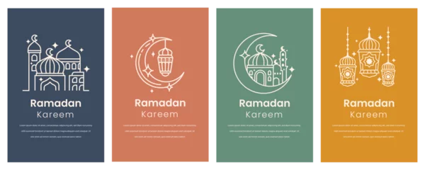  islamic ramadan greeting card with minimalist line icon style for social media flyer and islamic holidays poster  © Fuadi Alhusaini