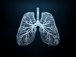 X-ray view of human lung with the bronchi. Generative AI