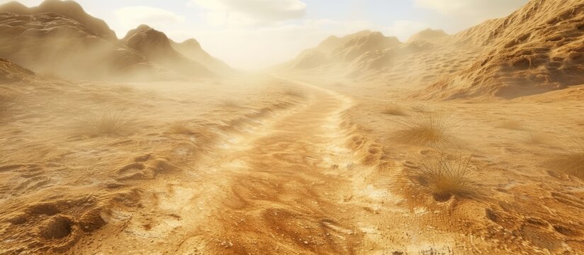 Textured sandy path in a desert.