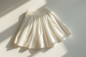 Delicate White Pleated Skirt Laid Flat in Soft Natural Light