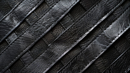 Black leather striped cover - obrazy, fototapety, plakaty