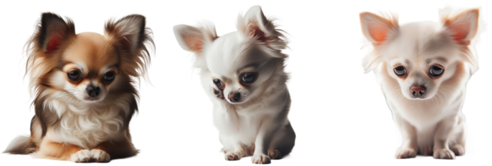 High-Quality Detailed Cutout Set: Sad and Depressed Chihuahua Dog on Transparent or White Background, Perfect for Printable PNG Clipart