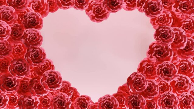 Heart shaped roses blooming background animation 4K looped. wedding, card, celebration, love, endless, weds, valentine,..
