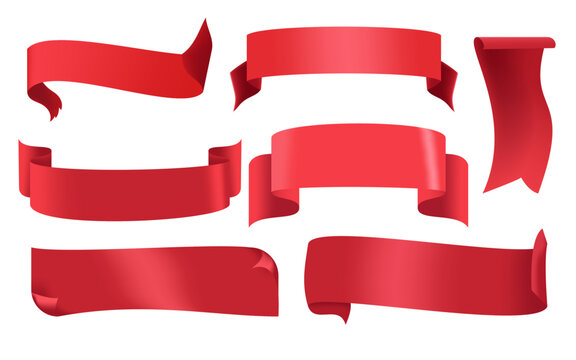 vector red banner sticker blank vector simple clipart set