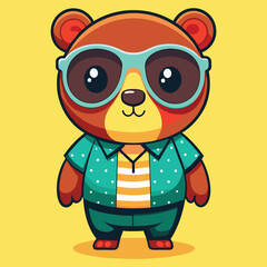 A stylish Handsome Cute Bear illustration Vector File For  Lovely Uses