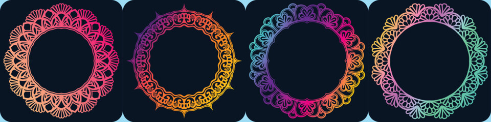 abstract mandala frame. ornamental coloring round frame. art border design.