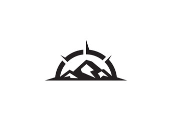 simple compass mountain adventure logo symbol design © priyo