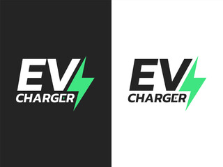 Electric Car Charger Logo for EV Electric Vehicle Chargers. Green Energy Logo Design. Eco friendly vehicle concept.
