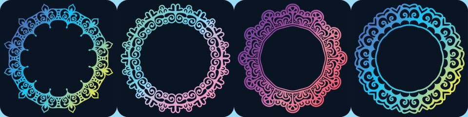 mandala ornamental frame,  wedding art frame elements set.