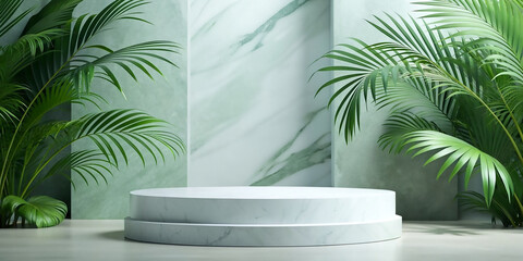 Marble dais podium for product design background. 