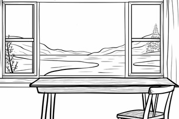 printable picture, coloring book with cozy rooms