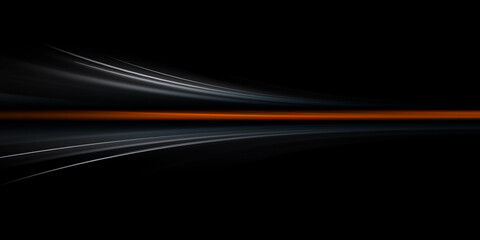 High-speed light trails effect. Futuristic dynamic motion technology. Neon orange color glowing lines background