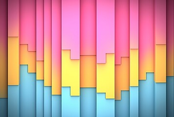 An abstract paper illustration wallpaper is presented, featuring color-blocked shapes in light pink, light azure, yellow, and pink hues, creating playful geometric shapes.