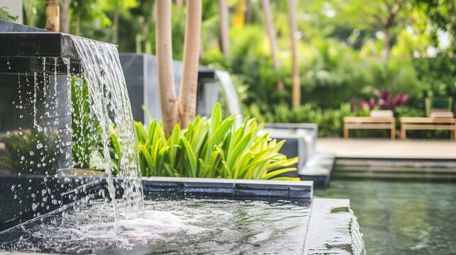 Outdoor home modern water feature fountain waterfall