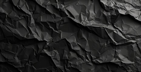 A dark black background texture, featuring a crumpled aesthetic, use of paper, and accurate and detailed elements.