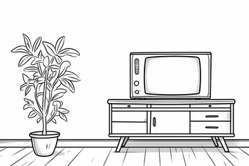 printable picture, coloring book with cozy rooms