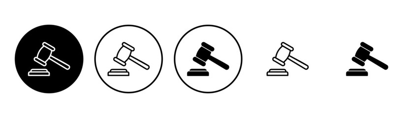 Gavel icon set. judge gavel icon vector. law icon vector. auction hammer