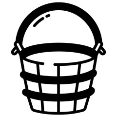 Sauna Wooden Pail glyph and line vector illustration