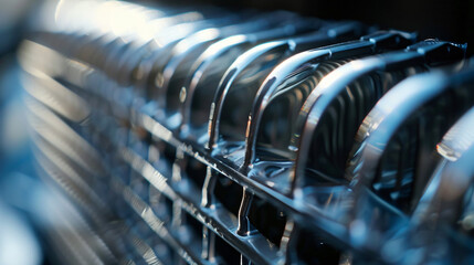 Car aluminum radiator for motor cooling. - obrazy, fototapety, plakaty