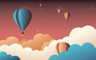 Fototapeta na wymiar A minimalistic background of a hot air balloon festival, incorporating sleek lines and muted hues for a serene sky scene. 
