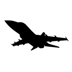 Fighter jet silhouette icon vector. Fighter plane silhouette for icon, symbol or sign. Fighter jet icon for military, war, conflict and air strike