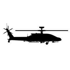 Attack helicopter silhouette icon vector. Attack helicopter silhouette for icon, symbol or sign. Attack helicopter icon for military, war, conflict and air strike