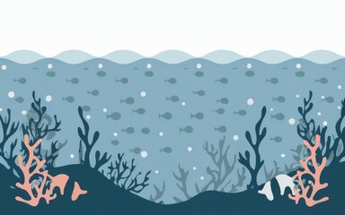 Fototapeta na wymiar A minimalistic underwater scene, featuring sleek lines and neutral colors to create a calming and simple background.