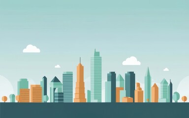 An urban skyline with minimalistic design, using clean lines and neutral colors for a serene cityscape backdrop.