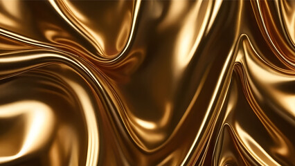 Metalic Fluid Fabric Glossy Light Liquid Background Dark Gold Color