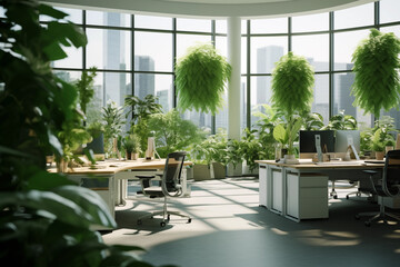 Eco-Friendly Empty Modern Office Interior 