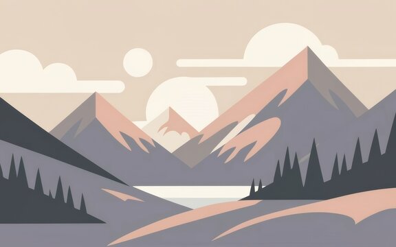 Image of a snowy mountain landscape as a minimalistic background, emphasizing clean lines and muted colors.