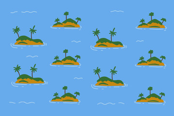 Island pattern sea sand sun coconut trees