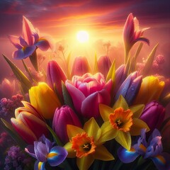 Naklejka premium Floral Elegance: Embracing Springtime's Blossoms