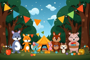 Happy Friends in Party Forest
