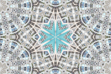 Nerja kaleidoscope, white arches, white town,  abstract composition of geometric figures forming a...