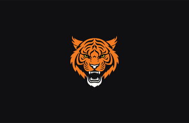 Vector tiger head mascot logo in premium luxury orange palette illustration design concept