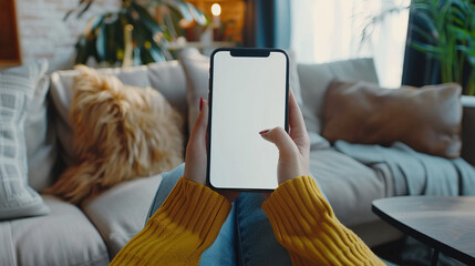 In her hands, a blank phone screen holds endless possibilities. A canvas for creativity, a portal to dreams—white screen, a world waiting to unfold.