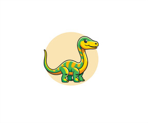 cute dinosaur walking character mascot illustration