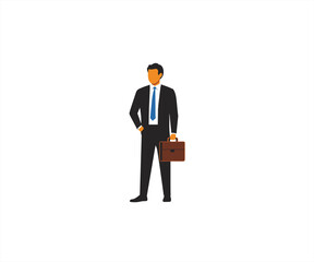 bussines man holding suitcase character cartoon illustration