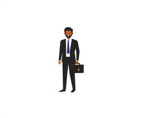Obraz premium bussines man holding suitcase character cartoon illustration