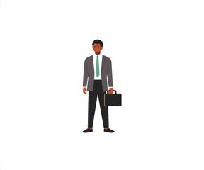 Obraz premium bussines man holding suitcase character cartoon illustration