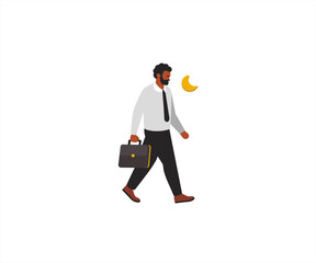 bussines man holding suitcase character cartoon illustration