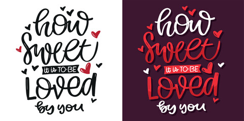 Hand drawn Valentines Day lettering Celebration poster, card, postcard, invitation, banner. Romantic quote vector lettering typography. Holiday calligraphy with hearts. 100% vector file