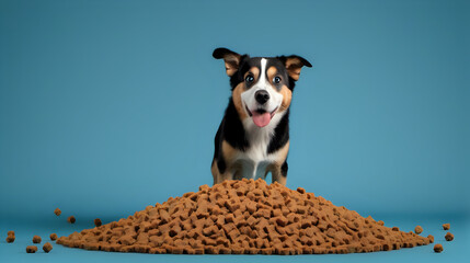 Dogs and kibble scattered on the background, isolated on background - obrazy, fototapety, plakaty