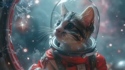 Space-Suit Kitten in Orbit
