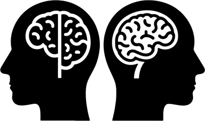 Human head silhouette with brain