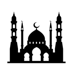 Mosque silhouette icon vector. Mosque building icon for symbol eid mubarak celebration. Ramadan design graphic in muslim culture and islam religion