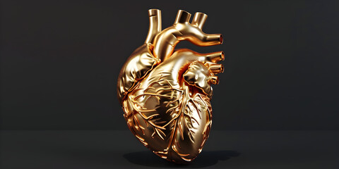 Gold Anatomical human Heart