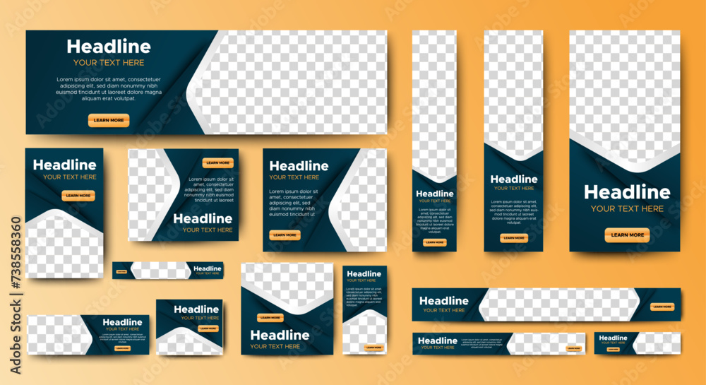 Canvas Prints professional business web ad banner template with photo place. modern layout blue background and ora