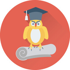 A graduate owl flat round icon 